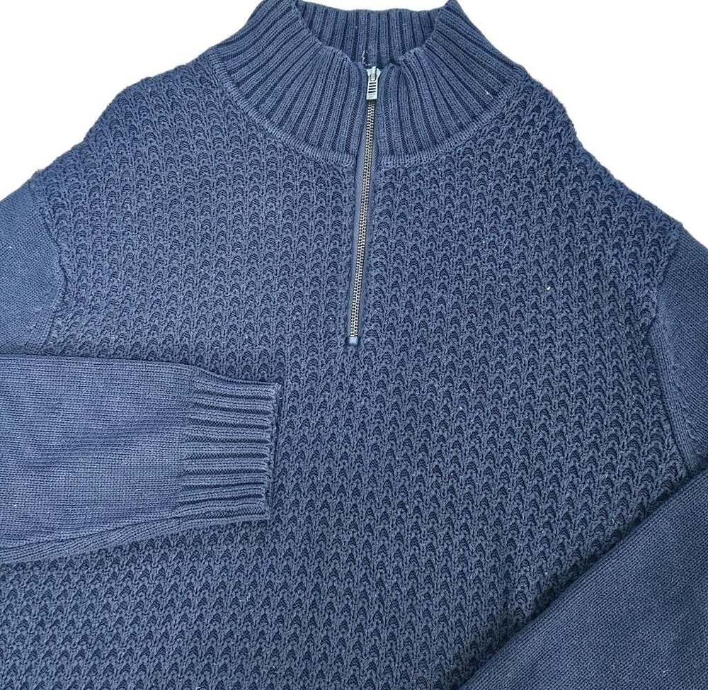 Calvin Klein Men’s XXL Navy Textured Quarter Zip Sweater